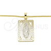 Collares con Dije 04.106.0054.1.20 Oro Laminado, Diseño de Guadalupe, Pulido, Tono Dorado (02 MM Thickness, 20 Inches Length)