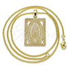 Collares con Dije 04.106.0054.1.20 Oro Laminado, Diseño de Guadalupe, Pulido, Tono Dorado (02 MM Thickness, 20 Inches Length)