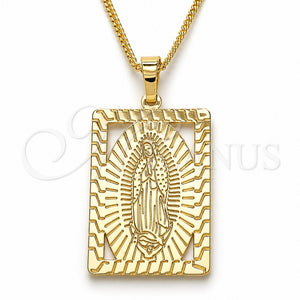Collares con Dije 04.106.0054.1.20 Oro Laminado, Diseño de Guadalupe, Pulido, Tono Dorado (02 MM Thickness, 20 Inches Length)