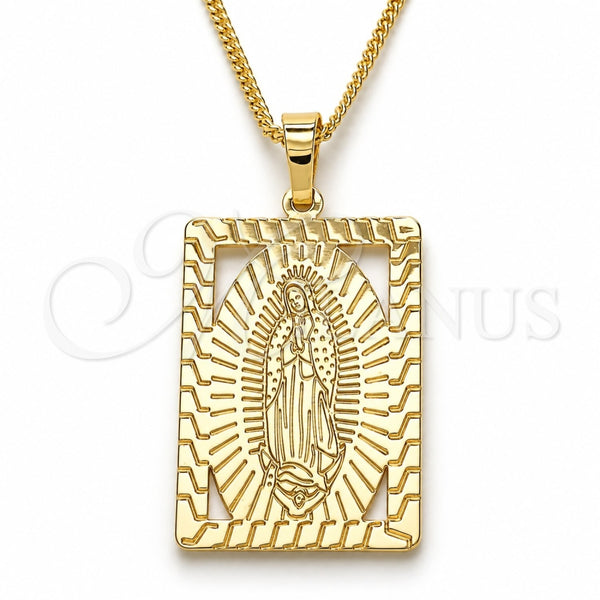 Collares con Dije 04.106.0054.1.20 Oro Laminado, Diseño de Guadalupe, Pulido, Tono Dorado (02 MM Thickness, 20 Inches Length)