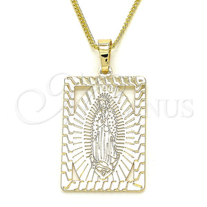 Collares con Dije 04.106.0054.1.20 Oro Laminado, Diseño de Guadalupe, Pulido, Tono Dorado (02 MM Thickness, 20 Inches Length)