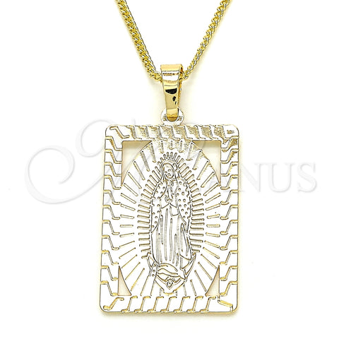 Collares con Dije 04.106.0054.1.20 Oro Laminado, Diseño de Guadalupe, Pulido, Tono Dorado (02 MM Thickness, 20 Inches Length)