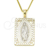 Collares con Dije 04.106.0054.1.20 Oro Laminado, Diseño de Guadalupe, Pulido, Tono Dorado (02 MM Thickness, 20 Inches Length)
