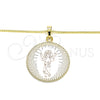 Collares con Dije 04.106.0063.20 Oro Laminado, Diseño de Divino Niño , Pulido, Tres Tonos (02 MM Thickness, 20 Inches Length)