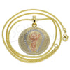 Collares con Dije 04.106.0063.20 Oro Laminado, Diseño de Divino Niño , Pulido, Tres Tonos (02 MM Thickness, 20 Inches Length)