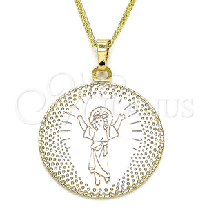 Collares con Dije 04.106.0063.20 Oro Laminado, Diseño de Divino Niño , Pulido, Tres Tonos (02 MM Thickness, 20 Inches Length)
