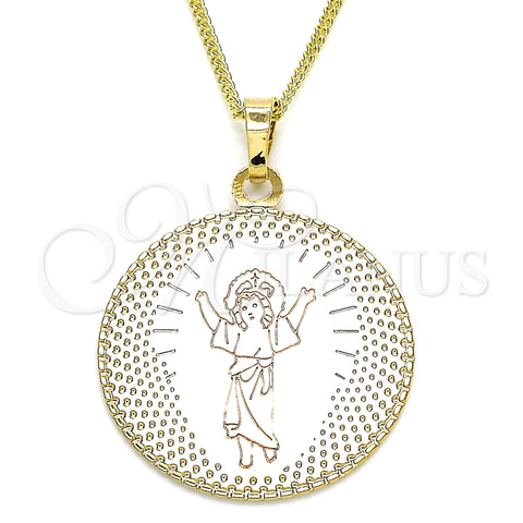 Collares con Dije 04.106.0063.20 Oro Laminado, Diseño de Divino Niño , Pulido, Tres Tonos (02 MM Thickness, 20 Inches Length)