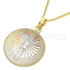 Collares con Dije 04.106.0064.20 Oro Laminado, Diseño de Crucifijo, Pulido, Tres Tonos (Grosor 02 MM, 20 Pulgadas de Largo)