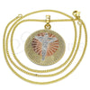 Collares con Dije 04.106.0064.20 Oro Laminado, Diseño de Crucifijo, Pulido, Tres Tonos (Grosor 02 MM, 20 Pulgadas de Largo)
