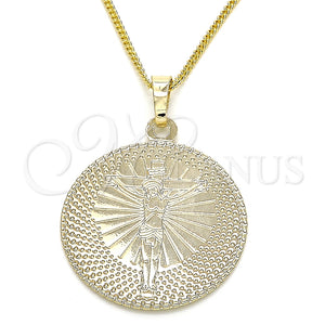 Collares con Dije 04.106.0064.1.20 Oro Laminado, Diseño de Crucifijo, Pulido, Tono Dorado (02 MM Thickness, 20 Inches Length)