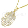 Collares con Dije 04.106.0065.1.20 Oro Laminado, Diseño de Guadalupe, Pulido, Tono Dorado (02 MM Thickness, 20 Inches Length)