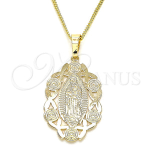 Collares con Dije 04.106.0065.1.20 Oro Laminado, Diseño de Guadalupe, Pulido, Tono Dorado (02 MM Thickness, 20 Inches Length)