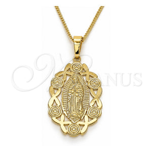 Collares con Dije 04.106.0065.1.20 Oro Laminado, Diseño de Guadalupe, Pulido, Tono Dorado (02 MM Thickness, 20 Inches Length)