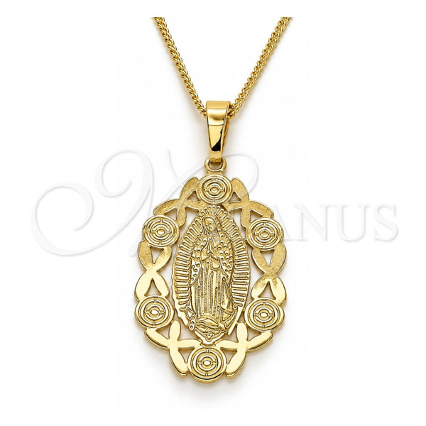 Collares con Dije 04.106.0065.1.20 Oro Laminado, Diseño de Guadalupe, Pulido, Tono Dorado (02 MM Thickness, 20 Inches Length)
