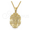 Collares con Dije 04.106.0065.1.20 Oro Laminado, Diseño de Guadalupe, Pulido, Tono Dorado (02 MM Thickness, 20 Inches Length)