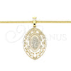 Collares con Dije 04.106.0045.1.20 Oro Laminado, Diseño de Guadalupe, Pulido, Tono Dorado (02 MM Thickness, 20 Inches Length)