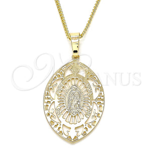 Collares con Dije 04.106.0045.1.20 Oro Laminado, Diseño de Guadalupe, Pulido, Tono Dorado (02 MM Thickness, 20 Inches Length)