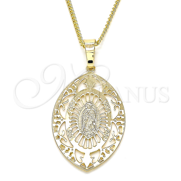 Collares con Dije 04.106.0045.1.20 Oro Laminado, Diseño de Guadalupe, Pulido, Tono Dorado (02 MM Thickness, 20 Inches Length)