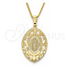 Collares con Dije 04.106.0045.1.20 Oro Laminado, Diseño de Guadalupe, Pulido, Tono Dorado (02 MM Thickness, 20 Inches Length)