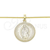 Collares con Dije 04.106.0062.1.20 Oro Laminado, Diseño de Guadalupe, Pulido, Tono Dorado (02 MM Thickness, 20 Inches Length)
