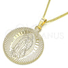 Collares con Dije 04.106.0062.1.20 Oro Laminado, Diseño de Guadalupe, Pulido, Tono Dorado (02 MM Thickness, 20 Inches Length)