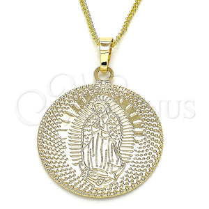 Collares con Dije 04.106.0062.1.20 Oro Laminado, Diseño de Guadalupe, Pulido, Tono Dorado (02 MM Thickness, 20 Inches Length)