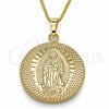 Collares con Dije 04.106.0062.1.20 Oro Laminado, Diseño de Guadalupe, Pulido, Tono Dorado (02 MM Thickness, 20 Inches Length)