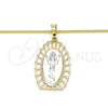 Collares con Dije 04.106.0044.20 Oro Laminado, Diseño de Divino Niño , Pulido, Tres Tonos (Grosor 02 MM, 20 Pulgadas de Largo)