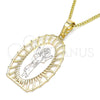 Collares con Dije 04.106.0044.20 Oro Laminado, Diseño de Divino Niño , Pulido, Tres Tonos (Grosor 02 MM, 20 Pulgadas de Largo)