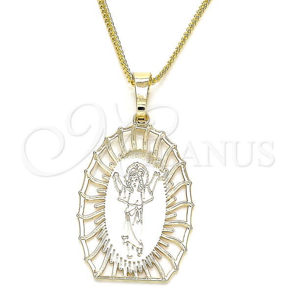 Collares con Dije 04.106.0044.1.20 Oro Laminado, Diseño de Divino Niño , Pulido, Tono Dorado (02 MM Thickness, 20 Inches Length)