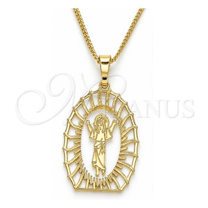 Collares con Dije 04.106.0044.1.20 Oro Laminado, Diseño de Divino Niño , Pulido, Tono Dorado (02 MM Thickness, 20 Inches Length)