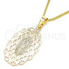 Collares con Dije 04.106.0052.1.20 Oro Laminado, Diseño de Guadalupe, Pulido, Tono Dorado (02 MM Thickness, 20 Inches Length)