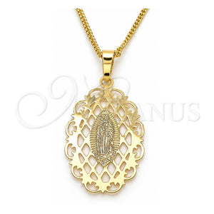 Collares con Dije 04.106.0052.1.20 Oro Laminado, Diseño de Guadalupe, Pulido, Tono Dorado (02 MM Thickness, 20 Inches Length)
