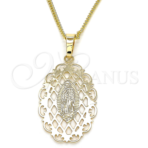 Collares con Dije 04.106.0052.1.20 Oro Laminado, Diseño de Guadalupe, Pulido, Tono Dorado (02 MM Thickness, 20 Inches Length)
