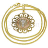 Collares con Dije 04.106.0061.20 Oro Laminado, Diseño de Divino Niño , Pulido, Tres Tonos (Grosor 02 MM, 20 Pulgadas de Largo)