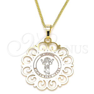 Collares con Dije 04.106.0061.20 Oro Laminado, Diseño de Divino Niño , Pulido, Tres Tonos (02 MM Thickness, 20 Inches Length)