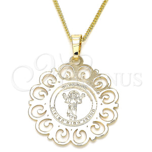 Collares con Dije 04.106.0061.1.20 Oro Laminado, Diseño de Divino Niño , Pulido, Tono Dorado (02 MM Thickness, 20 Inches Length)