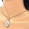 Collares con Dije 04.106.0051.20 Oro Laminado, Diseño de Guadalupe, Pulido, Tres Tonos (Grosor 02 MM, 20 Pulgadas de Largo)