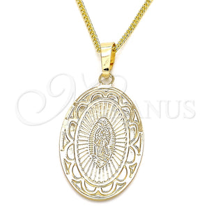 Collares con Dije 04.106.0051.1.20 Oro Laminado, Diseño de Guadalupe, Pulido, Tono Dorado (02 MM Thickness, 20 Inches Length)