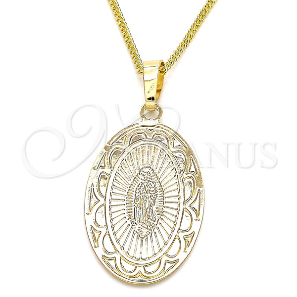 Collares con Dije 04.106.0051.1.20 Oro Laminado, Diseño de Guadalupe, Pulido, Tono Dorado (02 MM Thickness, 20 Inches Length)