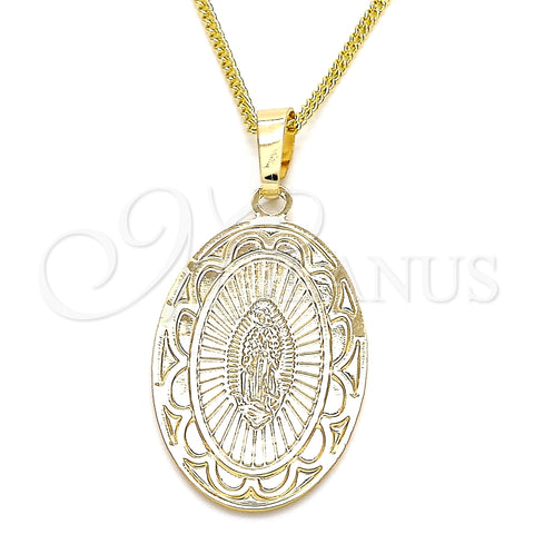 Collares con Dije 04.106.0051.1.20 Oro Laminado, Diseño de Guadalupe, Pulido, Tono Dorado (02 MM Thickness, 20 Inches Length)