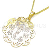 Collares con Dije 04.106.0049.20 Oro Laminado, Diseño de Divino Niño , Pulido, Tres Tonos (Grosor 02 MM, 20 Pulgadas de Largo)