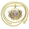 Collares con Dije 04.106.0049.20 Oro Laminado, Diseño de Divino Niño , Pulido, Tres Tonos (Grosor 02 MM, 20 Pulgadas de Largo)