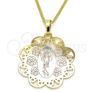 Collares con Dije 04.106.0049.20 Oro Laminado, Diseño de Divino Niño , Pulido, Tres Tonos (02 MM Thickness, 20 Inches Length)