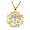 Collares con Dije 04.106.0049.20 Oro Laminado, Diseño de Divino Niño , Pulido, Tres Tonos (Grosor 02 MM, 20 Pulgadas de Largo)