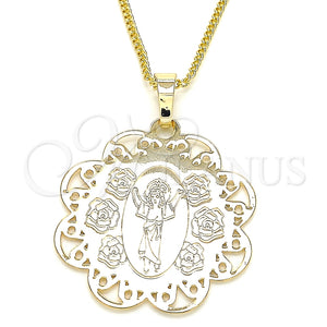 Collares con Dije 04.106.0049.1.20 Oro Laminado, Diseño de Divino Niño , Pulido, Tono Dorado (02 MM Thickness, 20 Inches Length)