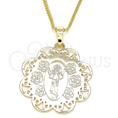Collares con Dije 04.106.0049.1.20 Oro Laminado, Diseño de Divino Niño , Pulido, Tono Dorado (02 MM Thickness, 20 Inches Length)