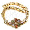 Pulsera Elegante 03.323.0004.07 Oro Laminado, con Multicolor Zirconia Cubica, Pulido, Tono Dorado (07 MM Thickness, 7 Inches Length)