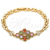 Pulsera Elegante 03.323.0004.07 Oro Laminado, con Multicolor Zirconia Cubica, Pulido, Tono Dorado (07 MM Thickness, 7 Inches Length)