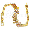 Pulsera Elegante 03.323.0005.07 Oro Laminado, Diseño de Pescado, con Multicolor Zirconia Cubica, Pulido, Tono Dorado (05 MM Thickness, 7 Inches Length)